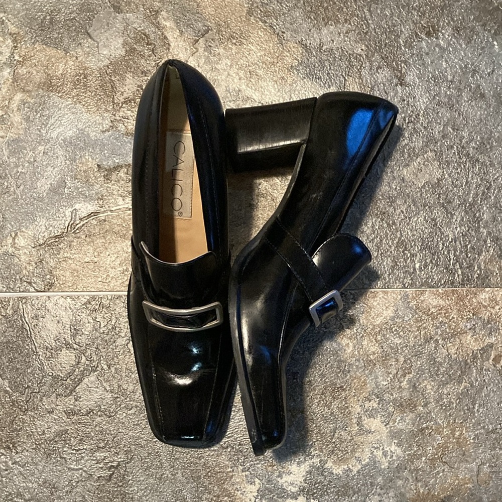Vintage Calico Time Keeper Leather Heeled Loafers. Size 8 Beautifully Made EUC - Picture 4 of 9